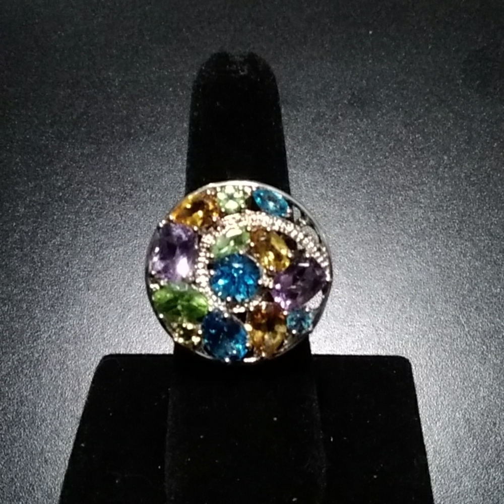 Multi Gemstone and Diamond Ring